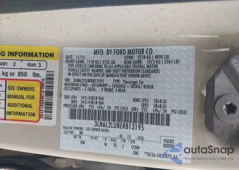 2014 Lincoln Mkz Hybrid z USA, uszkodzony, nr VIN 3LN6L2LU8ER813195